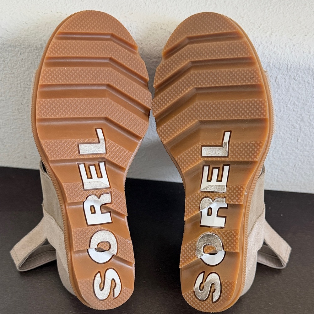 Sorel Women's Beige/Taupe Suede Slingback Wedge Sandals. - Picture 5 of 10